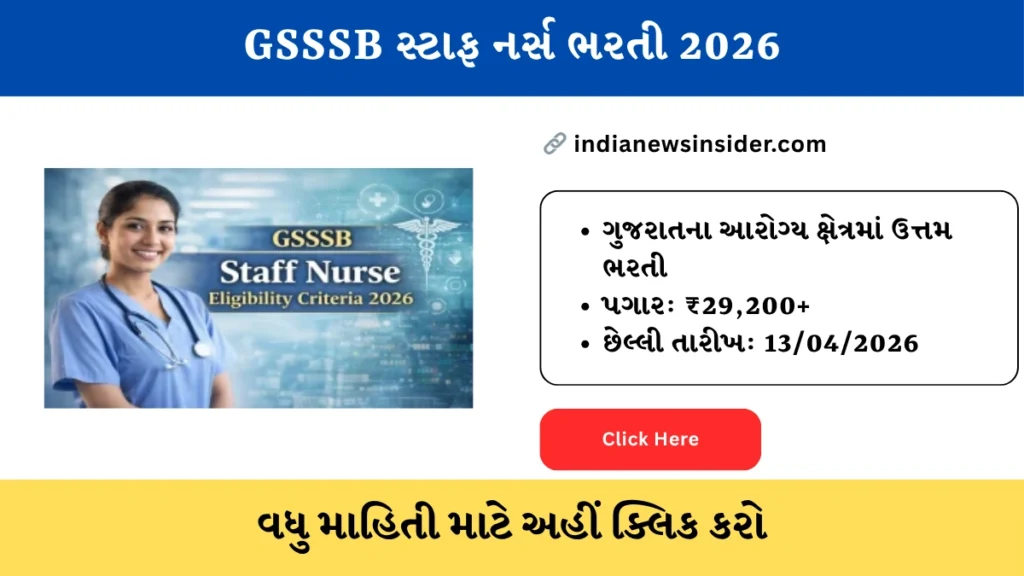 GSSSB Staff Nurse Recruitment 2026 hindinewsinsider com hindinewsinsider .in hindinewsinsider.com hindinewsinsider.in indianewsinsider.com indianewsinsider