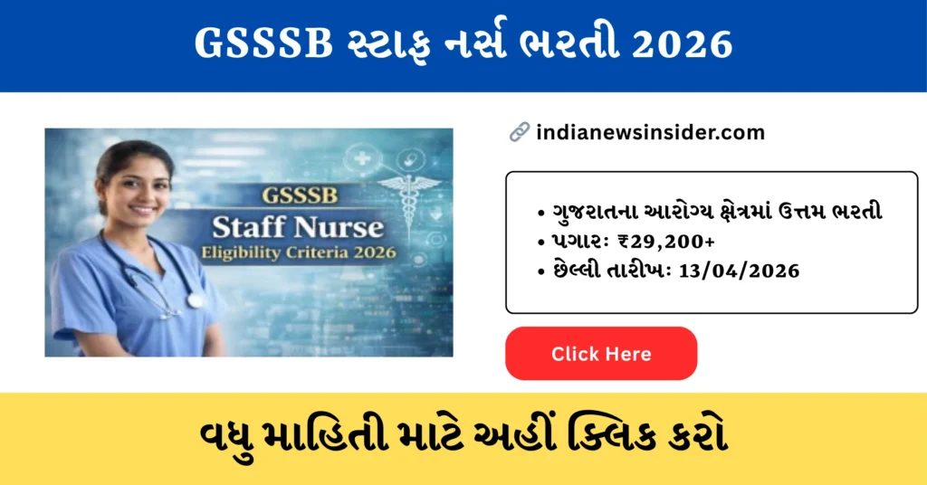 GSSSB Staff Nurse Recruitment 2026 hindinewsinsider com hindinewsinsider .in hindinewsinsider.com hindinewsinsider.in indianewsinsider.com indianewsinsider