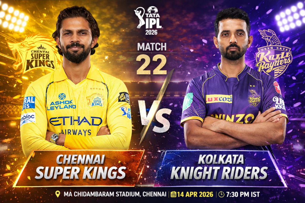 IPL 2026 Match 22 CSK vs KKR Prediction